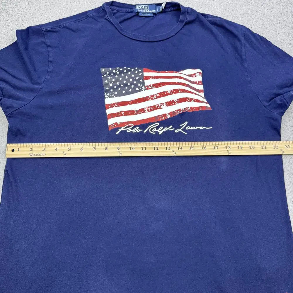 Polo Ralph Lauren Shirt Mens Large Blue American Flag Graphic Classic Fit Tee